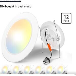 Amico Recessed Lighting 5/6", 12 Pack 5CCT IN 1  Flat LED RECESSED DOWNLIGHT